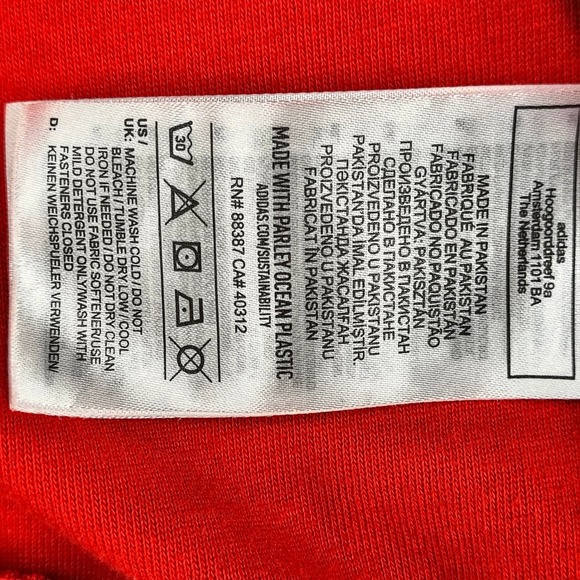 Adidas Track Jacket Red White 3 Stripes Full Zip Athletic Mens Adult Small 39" - Picture 9 of 11